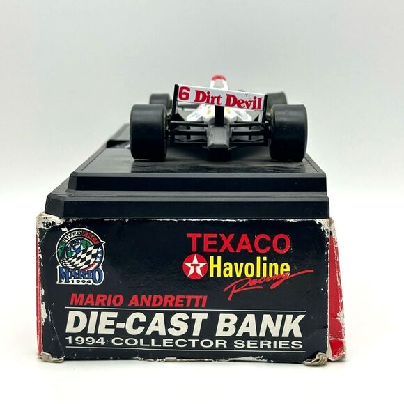 1994 Mario Andretti Texaco Die Cast Coin Bank Vintage Dirt Devil Model Indy Car - Picture 6 of 9